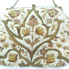 Antique Art Nouveau Jacobean Micro-bead Embroidered Clutch Purse Floral French