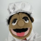 New With Tags Melissa   Doug Chef Hand Puppet Plush Doll White Coat Mustache 13   
