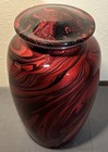 Large Adult Aluminum Cremation Urn 10 75  - Painted Red black Marbelized Finish