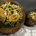 Vintage Russian Khokhloma Hand Painted Wooden Trinket Boxes     Set Of 2