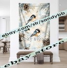 Tapestry Chickadee Illustration Pinecone Accents 39x59 In