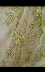 Light Green Floral Triangle Shawl hip Wrap Embroidered Beaded Fringe 