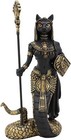Ebros 11 h Egyptian Bastet Cat With Snake Holding Spear   Shield Statue 11 h