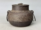 Y8832 Chagama Iron Teapot Pot Crab Lid Japan Antique Tea Ceremony Utensils