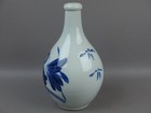 Imari Ware Blue White Tokkuri Sake Bottle Antique Japanese Pottery-tk161