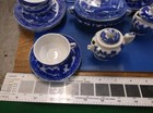 Vintage Child s  China Tea  dinner Set Blue Willow With Tureen   Platter