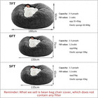 Giant Bean Bag Chair Cover no Filler  oversized Round Soft Fluffy Pv Velvet Wash