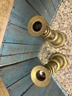 Pair Of Vintage Heavy Solid Brass Candlesticks Made In Mexico 11    Patina