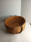 Vtg 1990 Large Longaberger Basket With Protective Liner Leather Handles