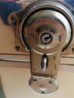 Vintage Metal Storage Trunk  chest     Industrial Steampunk Style Long Lock No Key