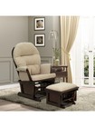 Glider Rocking Chair With Ottoman For Nursery Thick Padded Cushion Wood Base