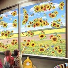 Window Clings Spring Decorations Supply Summer Window Sticker Window Sunflower
