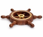 4  Antique Style Brass Ship Wheel Wooden Wall Decor Nautical Maritime Gift