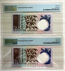 Angola 50 Escudos 1973 Pmg Gem Unc Consecutive Pair World Paper Money