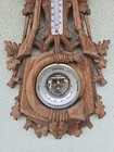 Antique Dutch Hand-carved Oak Aneroid Barometer   Thermometer  Working      1900s