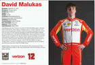2026 David Malukas Signed Penske Chevy Indy Car Indianapolis 500 Hero Photo Card