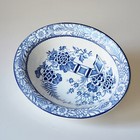 Antique Woods Ware Oval Vegetable Bowl Blue White Wincanton England Table Dining