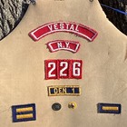 1970s Handmade Stick Folkart 18   x40    Bsa Patches medals ribbons On Animal Hide