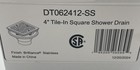 Delta Dt062412-ss 4  Tile-in Square Shower Drain For 2    Pipe Stainless Steel New