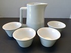 Breakfast Ceramic Dish Set Small Pitcher With Four Cups  Bright White