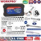 Workpro 140 101 39pcs 3 8  1 4  Drive Wrench Socket Set Sae Metric Socket Tools