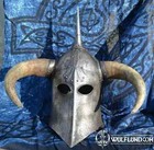 Viking Larp Medieval Steel Knight Dark Lord Fantasy Helmet With Horns Halloween
