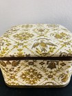 Vintage Redmon Sewing Box Basket Hinged Lid Tray Lot Of Notions Eagles Bells