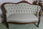 Antique Victorian Carved Mahogany Tufted Sofa - Settee  Late 19th Century