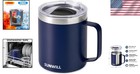 Insulated Coffee Mug With Lid  Travel Tumbler With Handle  14oz Stainless Steel