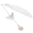 Metal Feather Bookmarks Butterfly Book Marks Page Markers Gift Silver Pink