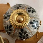 Set Of 5 Hand Painted Ceramic Cabinet Drawer Knobs Gray Back Gold Shabby Chic
