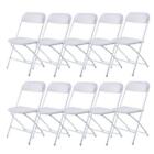10 Pcs Plastic Folding Chairs Stackable Wedding Party Camping Dining Seats Home