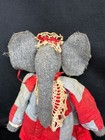 Folk Art Elephant Wood Block plush Circus Elephant Handmade Doll Vintage Toy