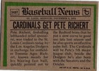 1974 -pete Richert- Topps Autograph signed auto Baseball Card  348t Cardinals