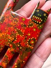 Vintage  1997 Mark Soppeland Signed Scary Cat Brooch  Artisan Hand Made Folk Art