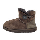 Ugg Mini Bailey Button Women Size 8 Brown Suede Shearling Winter Ankle Boot 3352