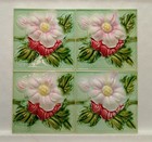 Rare Vintage 4 Pcs Beautiful Flower Design Ceramic Dk Tiles Made In Japan  