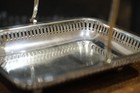 Vintage English Silver Plated Rectangular Footed Basket