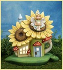 Sunflower Palace Fairy House 9  X 9  Ceramic Bisque  Ready To Paint