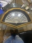 Vintage Lace Hand Fan Framed Gold Gilt Ornate Shadowbox Wall Art
