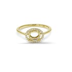 7x5mm Oval Semi Mount Ring Yellow Plated 925 Sterling Silver Halo Style Ring