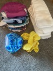 Big Lot Of 10 Cloth Diapers With 22 Inserts Plus Swim Diaper As Is Condition