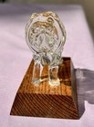 Hand Blown Clear Art Glass Chow Chow Dog Figurine On Wood Base