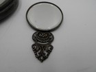 Vintage Silver Plate  brass Repousse Art Nouveau Hand Held Vanity Mirror