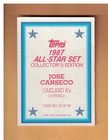 Jose Canseco Autographed 1987 Topps Glossy All Star Baseball Card Signed Oakland