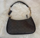 Coach Ca548 Teri Shoulder Bag In Signature Canvas gold walnut black New