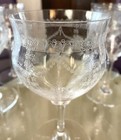 Bryce Antique 1920 Hand-blown Elegant Glass Optic Needle-etched 6-pc Goblets