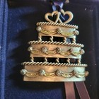 Wedding Cake Ornament 2 Heart Ornaments Silver Color Gloria Duchin Preowned