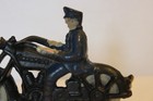 Antique 1930 s Champion Cast Iron Police Motorcycle Toy  Hubley Blue black 5 