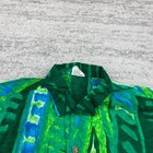 Vintage Pacific Sportswear Hawaiian Shirt Large Green Loop Collar Barkcloth 60s